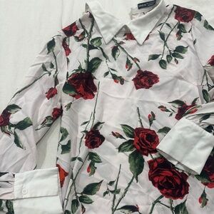 Blouse with red roses